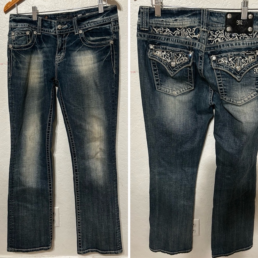 🎟️Miss me distressed Dark Wash Embroidered Back Pocket je5002E58L easy boot 29